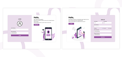 Register and Login Form Page app art dailyui design digital figma form graphic design login purple register ui ux web