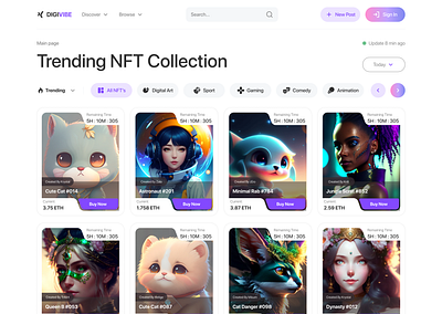 NFT's Marketplace - DIGIVIBE blockchain design figma marketplace nft ui uiux website