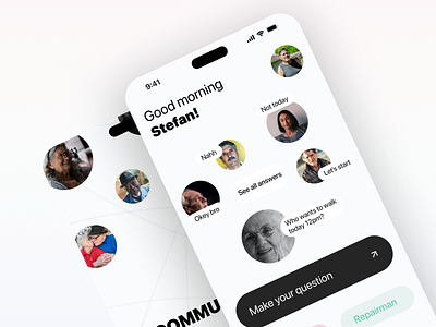 COMMUNITY+ App app community design events figma find repairman homepage make events make poll old people photo poll profile repairman stratpage ui uiux ux