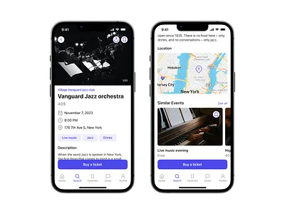 Event Card app button design eventcard gallery interface map mobile mobile app ui ux