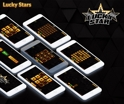 Lucky Stars Game Ui Ux black and golden theme branding design game art game colour code game graphic design game screens mockup game stars game theme game typography game ui game ux graphic design illustration logo lucky stars game design lucky stars game ui stars game ui ux