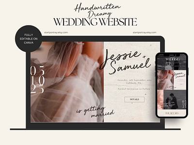 Dreamy Handwritten Aesthetic Wedding Website Canva Template dreamy wedding wedding invitation website wedding rsvp wedding theme wedding typography wedding website