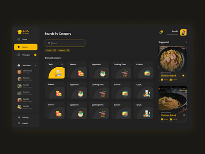 Spotify for Cooks app branding categories category commerce cook cooking dark design food graphic design illustration logo spotify ui ux web