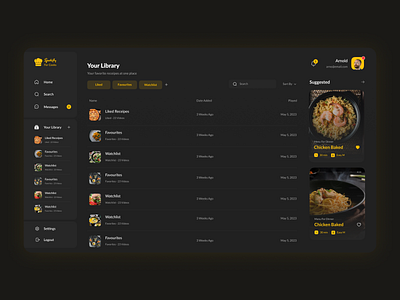 Spotify for Cooks app branding chef commerce cook cooking dark design favourite favourites food graphic design illustration library logo spotify ui ux web