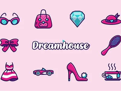 Dreamhouse barbie icon illustration
