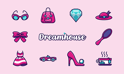 Dreamhouse barbie icon illustration