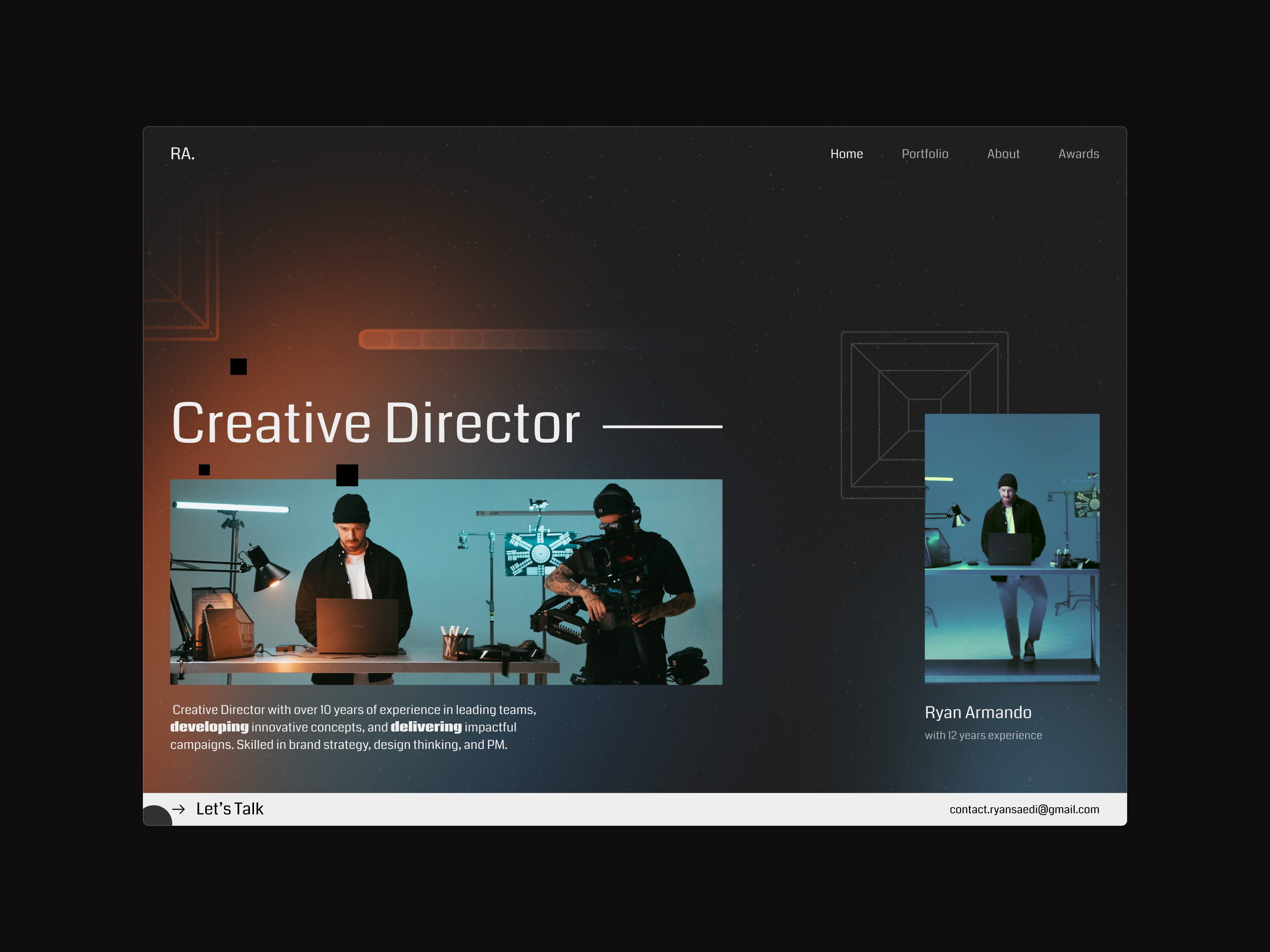 Creative Director Portfolio art portfolio artist camera creative creative director dark director echo echo design echodesign personal personal website portfolio portfolio website resume ui design videographer webdesign website work
