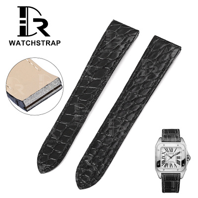 Custom Black leather strap fit for Cartier Santos Galbée cartier santos band drwatchstrap