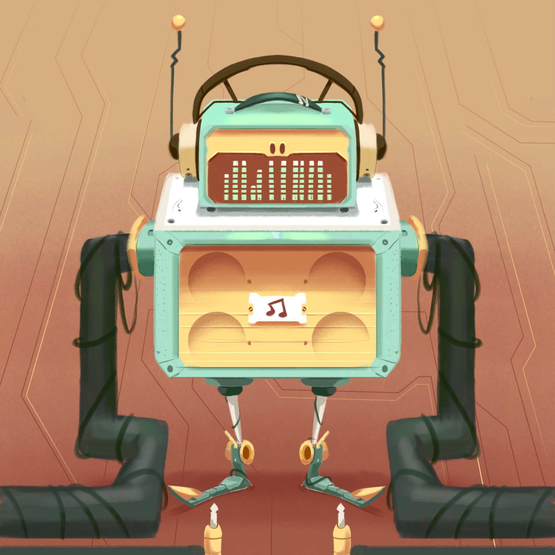 Musicbot 5000 affinitydesigner digitalpaint drawing illustration music painting robot