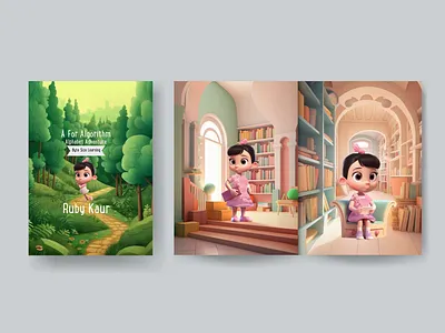 A for Algorithm 3d ai animation childrens book design illustration midjourney