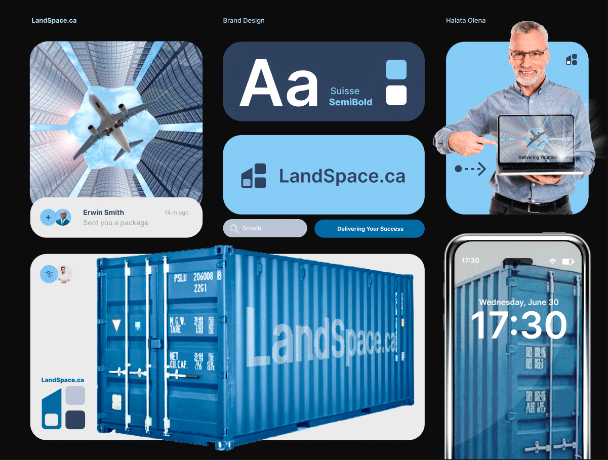 LandSpace.ca. Logistics Branding animation branding design graphic design illustration logo prototyping ui ux vector
