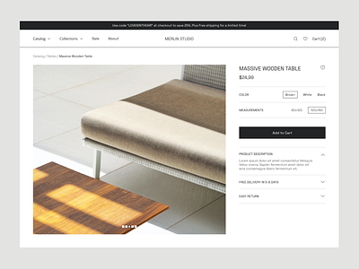Product card for designer furniture studio card design e commerce furniture landing page market product card store studio web