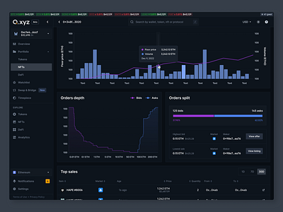 DeFi Comand Center / NFTs analytics app chain charts crypto dashboard defi nft product design token ui ui design ux ux design