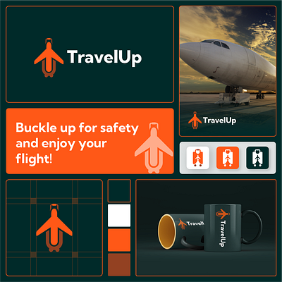 TravelUp - Buckle up for safety and enjoy your flight! Logo and venture