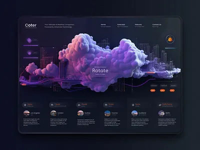 Coter: AI Weather App Concept 3d 3dweather 3dwebsite ai aitechnology aiweather aiweb aiwebsite cloud cloudsystem darkwebsite forecast innovative innovativedesign saas saascompany technology weather weatherapp weathersoftwear