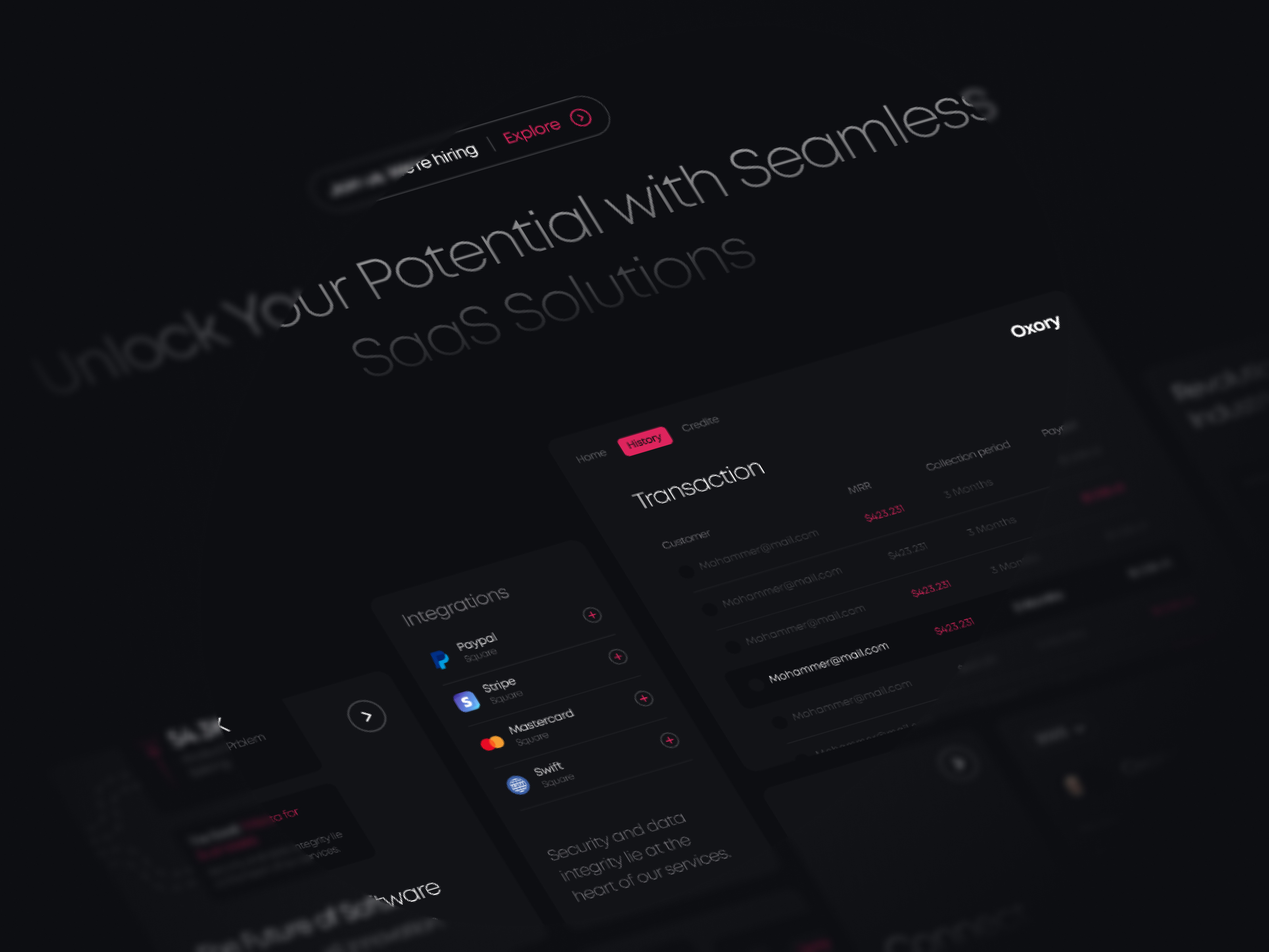 SAAS Oxory - Landing Page analytics b2b crm dark enterprise graph home page landing page design landingpage saas saas landing page saas website software ui uiux web web design website website design