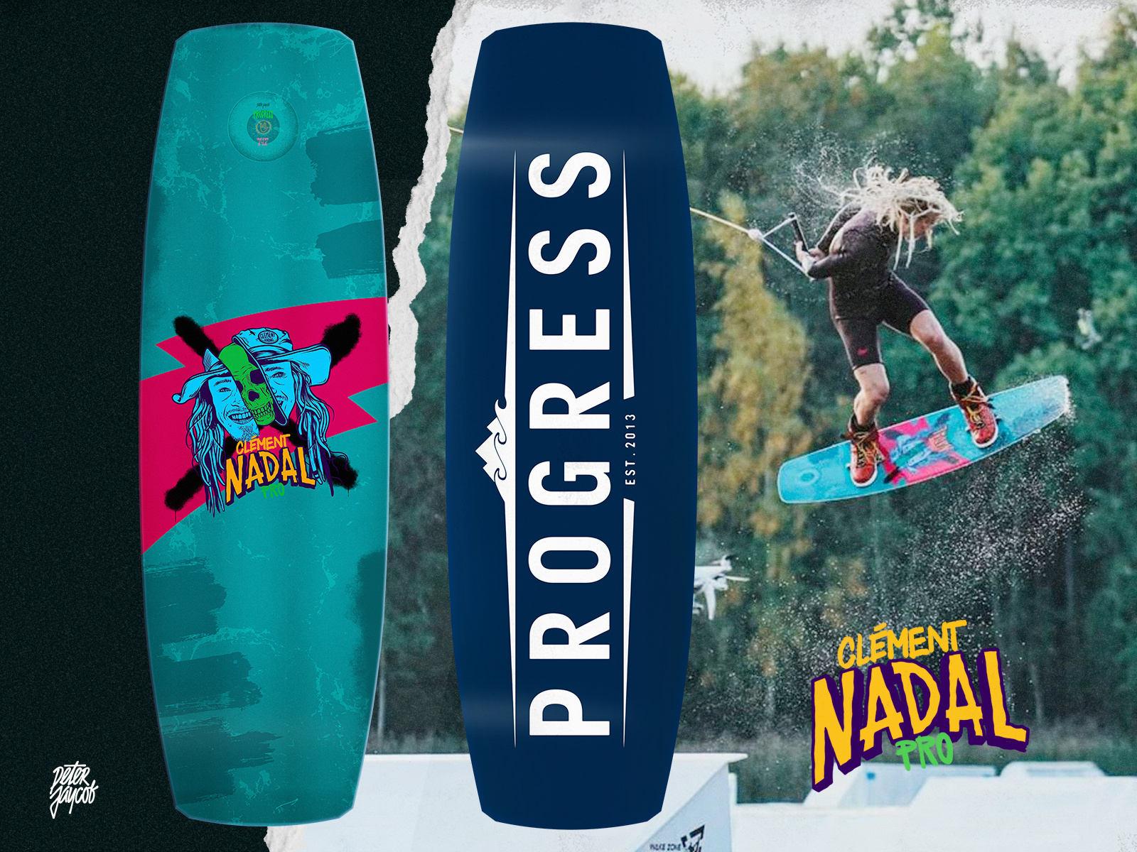 Clement Nadal Wakeboard Promodel comic design illustration illustrator portrait product promodel vintage wakeboard wakeboarding