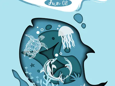 Ocean day Poster Illustration day design graphic design illustration