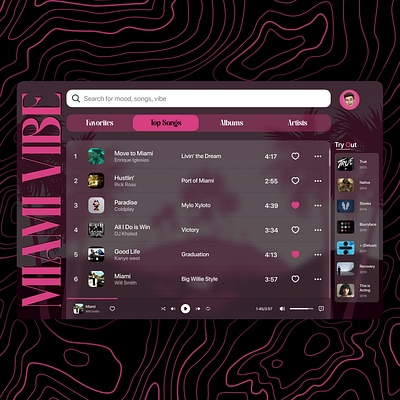 Music Website - Miami Vibe branding design miami music typography ui ux vibes