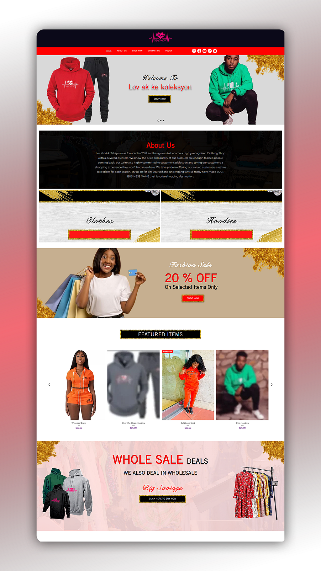 Clothing site Design by WixHut Wix site Design Agency on Dribbble