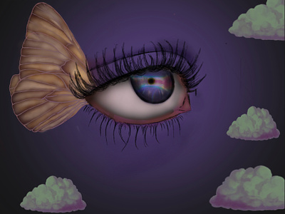 Purple eye art clouds design illustration purple violet