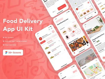 Food Delivery App andriod app app design apple delivery design figma food food delivery food delivery app ios minimalist mobile mobile app red ui ui kit ui ux user friendly