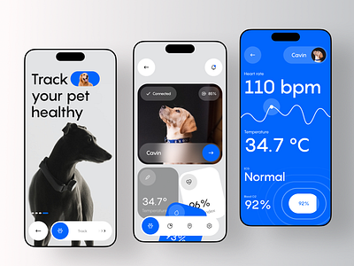 PitPat - device for tracking physical activity of dogs adoption app application automation care design dogs ios iot mobile pet pets smart tracker tracking ui uxdesign
