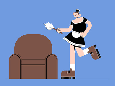 Funny maid design graphic design illustration vector