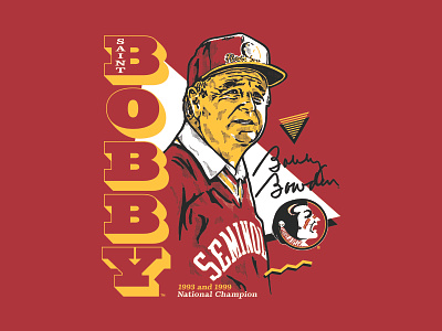 Bobby Bowden 90s college football florida state football illustration portrait