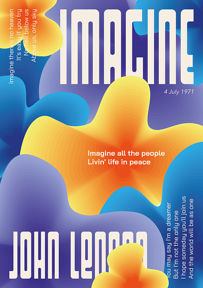 Poster blend tool, song Imagine by John Lennon blendtool design gradient graphic design illustration illustrator johnlennon music poster song