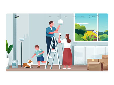 Home family fit up home house illustration landscape renovation vector