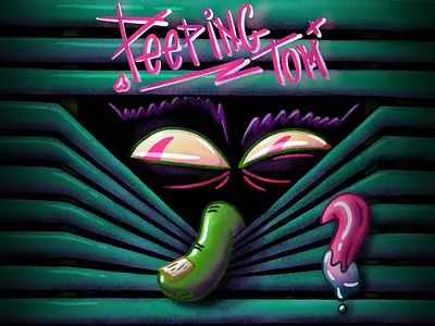 Peeping Tom character design cheeky dark eyes finger fun gorillaz grungy illustration monster peeping sneaky tongue