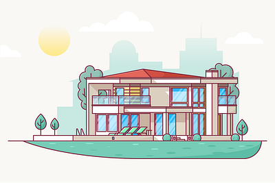 Neighbor House building city house illustration illustrator trees vector