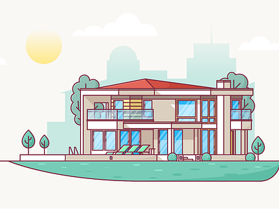 Neighbor House building city house illustration illustrator trees vector