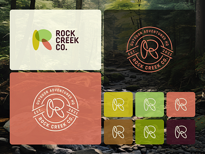 Rock Creek Co. logo proposal #1 apparel branding logo monogram outdoors pebble rock creek