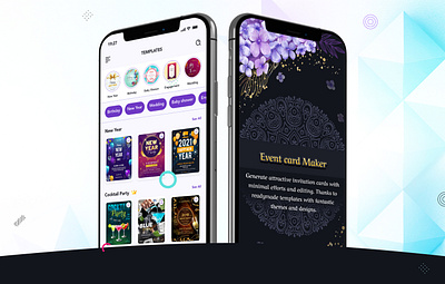 Event Card Maker App UI | Invitation Card Maker App UI app app ui design graphic design illustration logo mobile ui