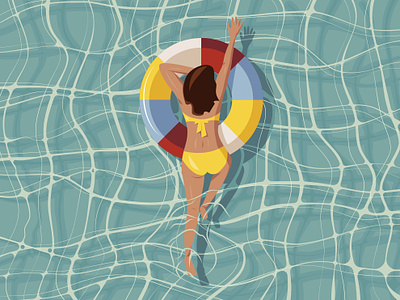 Enjoying summer abstract character hot illustration pool summer swimming travel vacation vector woman