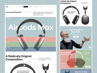 AirPods Max Product Website airpod airpods architecture design bold design e commerce electronic store headphones homepage landing page marketplace online shop online store orix sajon ui web web design webdesign website