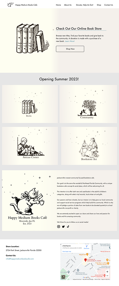 Happy Medium Book Store Google Site Concept (Desktop Version) branding design figma typography ui ux web design