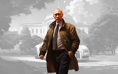 Vladimir Putin in gta4 loading screen style artwork ai artwork design grand theft auto artwork graphic design gta gta iv gta iv artwork gta4 illustration midjourney