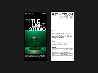 Lighting studio. Mobile branding design lighting studio mobile shop ui ux web