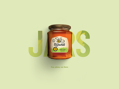 Rowse Honey - Jars bee bees big flower glass green honey jar jars lid organic rowse typography