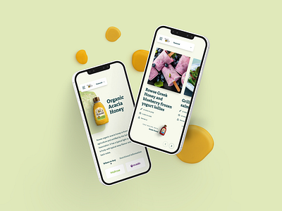 Rowse Honey - Products & Recipes Mobile bee carousel clean float fmcg honey menu mobile modern product products recipe responsive rowse scroll tabs time ui ux website
