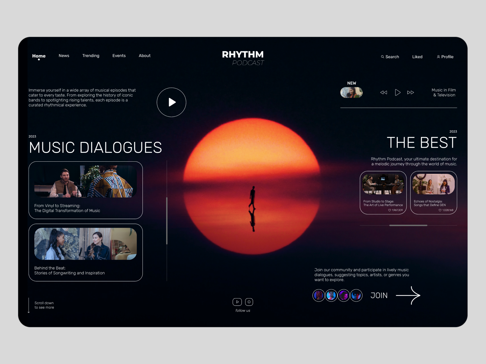 Music Podcast - Landing page audio design e commerce landing page music podcast podcast ui podcasting radio streaming app talk track ui ux video web design website