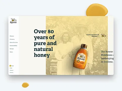 Rowse Honey - Sideways Scroll Timeline bee dates design headless heritage history hive honey horizontal products rowse sanity scroll sideways story timeline ui ux