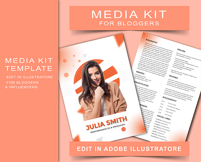 Blogger media kit template design blogger brand branding design epk family fashion graphic design illustration kit media music presskit