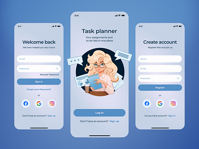 Sign Up Screens | Task planner app app design graphic design illustration ui