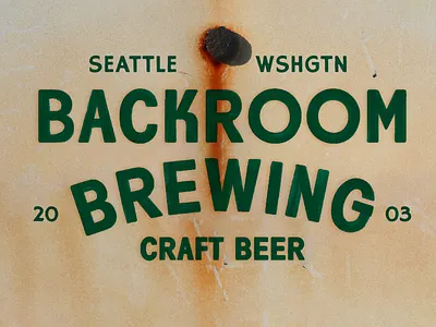 Badge Week - Backroom Brewing 2003 backroom badge badgeweek beer brewery brewing craft craft brewery design fort worth handpainted illustrator painted rust seattle texture type typography washington