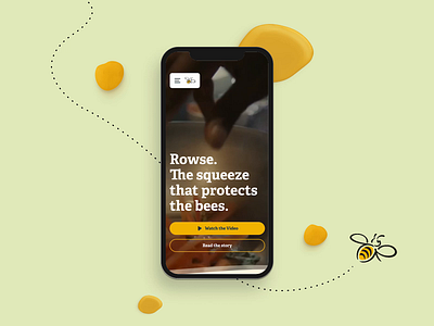 Rowse Honey - Mobile background bee card cards design headless home honey iphone menu mobile page recipe responsive rowse sanity scroll typography ui video