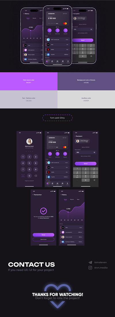Mobile banking UX/UI Concept app banking interface banking ui design mobile banking ui user interface ux